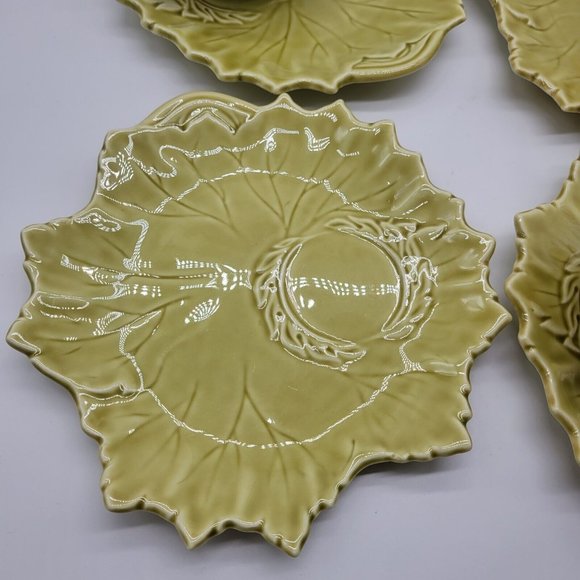 Woodfield By Steubenville Fall Snack Leaf Shape Dishes/ Cups Chartreuse 4 Sets - Picture 4 of 12